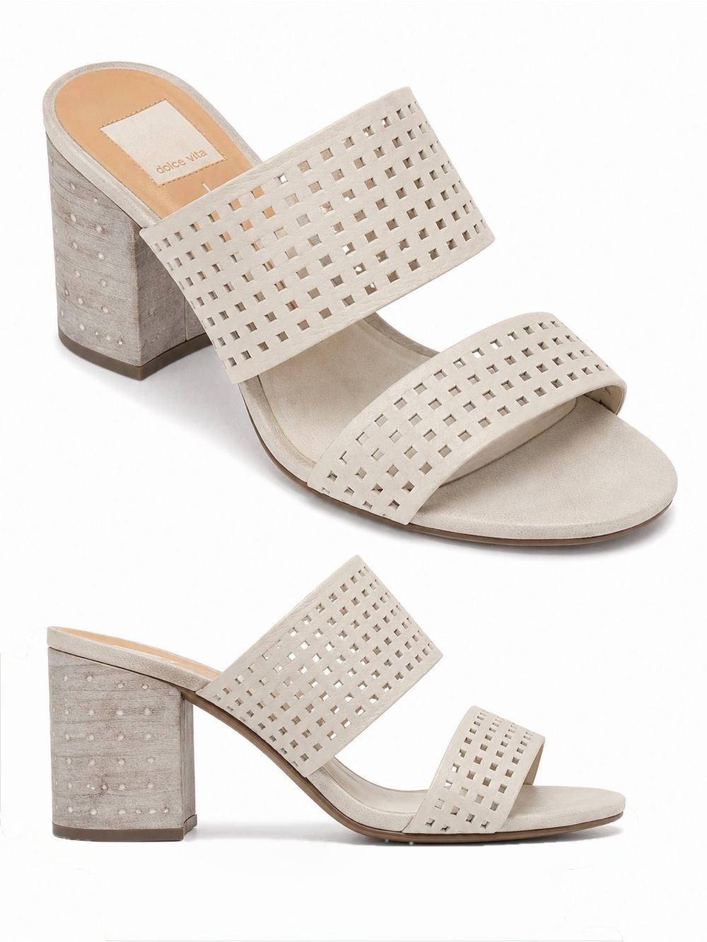 Dolce Vita Women’s Perforated Block Heel Mule Sandals. Size: US 8